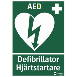 Skylt AED Defibrillator hjärtstartare