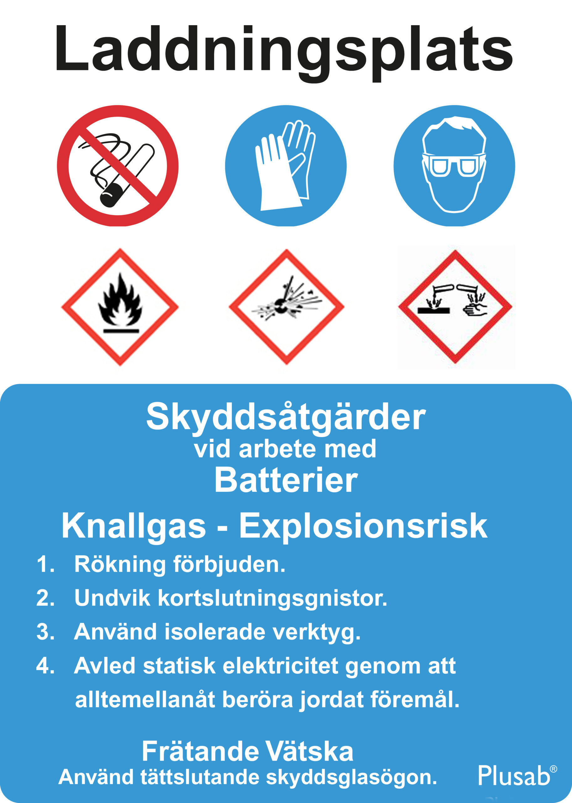 Skylt Laddningsplats Skyddsåtgärder