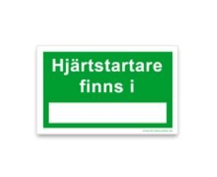 Skylt - Hjärtstartare finns i